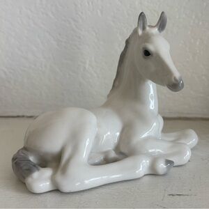Charming White and Gray Ceramic Horse Sculpture